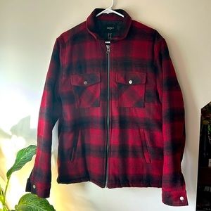 Forever 21 Men’s Jacket. Red and black plaid. Size: medium